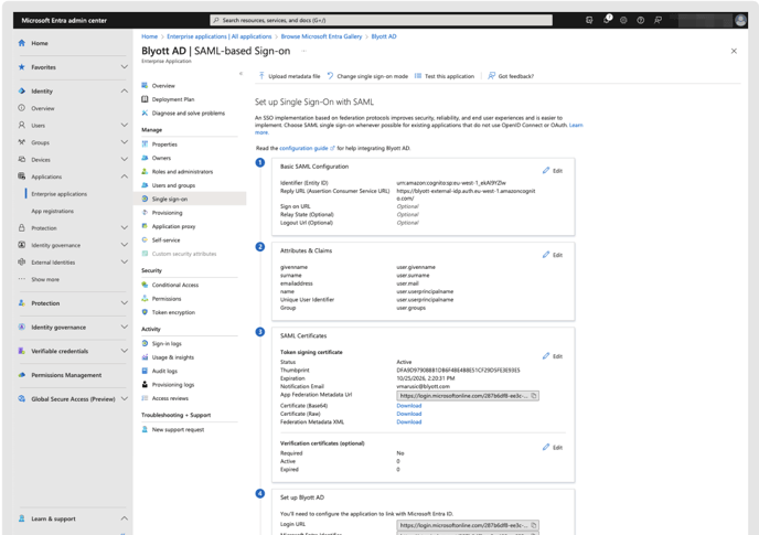 COPY APP FEDERATION METADATA URL