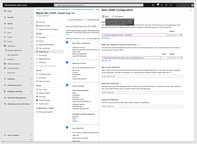 SSO - SAML SETUP